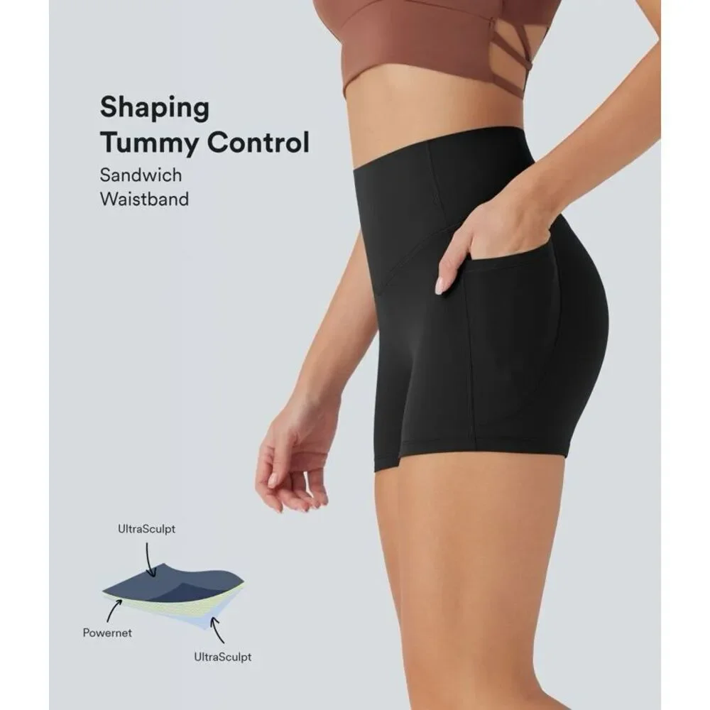 Halara HighWaisted Scrunch Butt Lifting Tummy Control Shaping Biker Shorts 3'' S